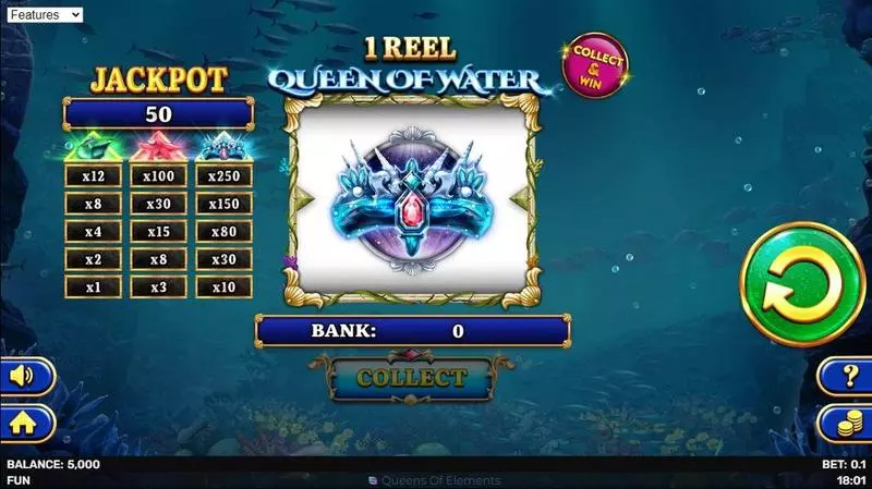 Main Screen Reels - 1 Reel Queen Of Water Spinomenal Slots Game