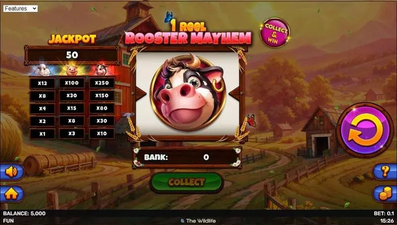 Main Screen Reels - 1 Reel – Rooster Mayhem Spinomenal Slots Game