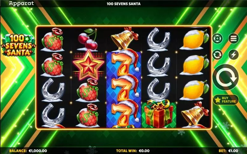 Main Screen Reels - 100 Sevens Santa Apparat Gaming Slots Game