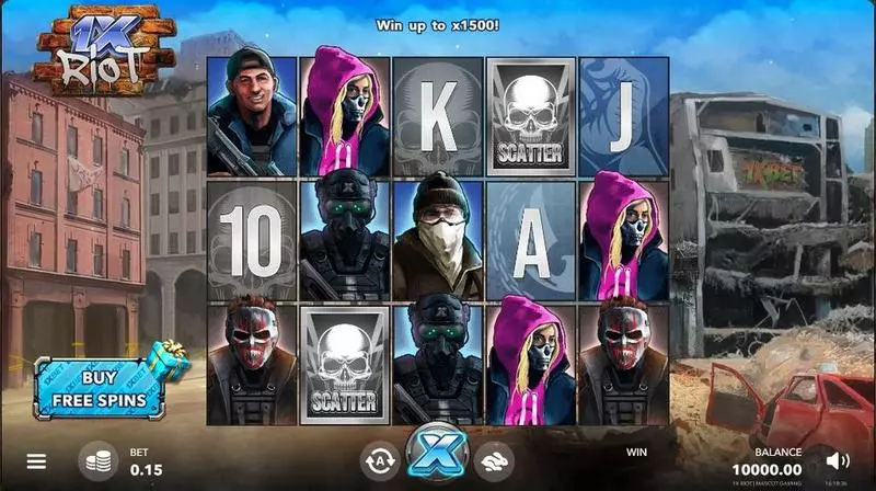 Main Screen Reels - 1X Riot Mascot Gaming Slots Game