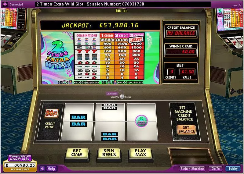 Main Screen Reels - 2 Times Extra Wild 888 Slots Game