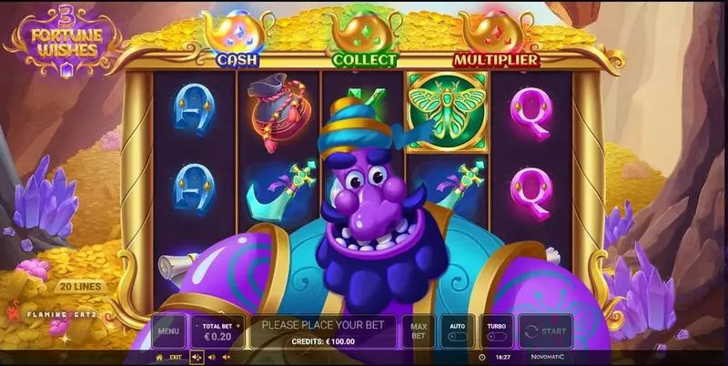 Main Screen Reels - 3 Fortune Wishes NetEnt Slots Game