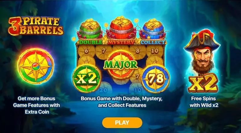 Introduction Screen - 3 Pirate Barrels - Hold and Win Playson Slots Game