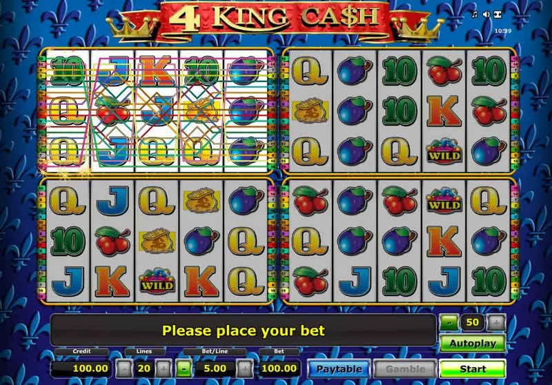 Main Screen Reels - 4 King Ca$h Novomatic Slots Game