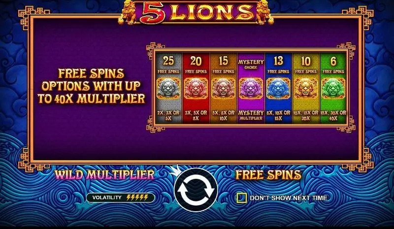 Info and Rules - 5 Lions Pragmatic Play Slots Game