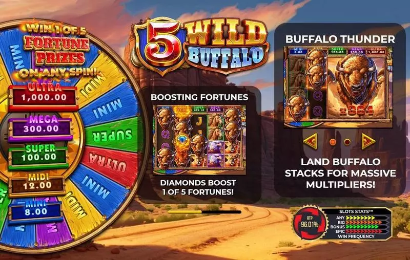 Introduction Screen - 5 Wild Buffalo 4ThePlayer Slots Game