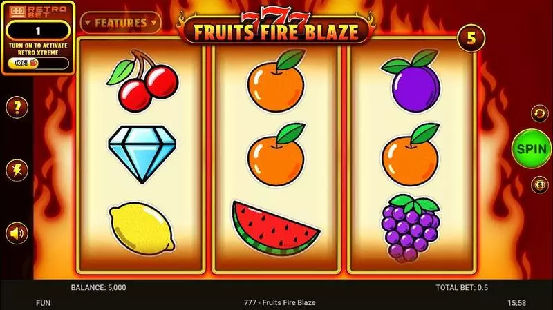 Main Screen Reels - 777 – Fruits Fire Blaze Spinomenal Slots Game