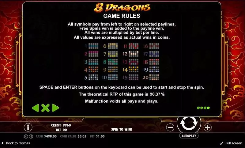 Info and Rules - 8 Dragons Pragmatic Play Slots Game