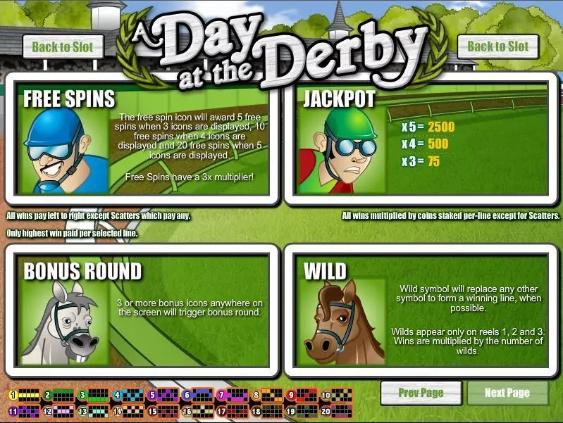 Info and Rules - A Day at the Derby Rival Slots Game