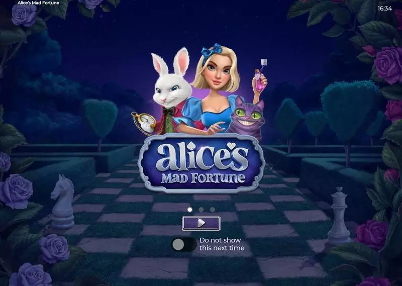 Introduction Screen - Alice's Mad Fortune Armadillo Studios Slots Game