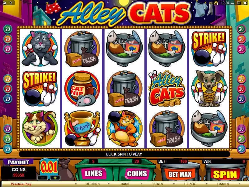 Main Screen Reels - Alley Cats Microgaming Slots Game