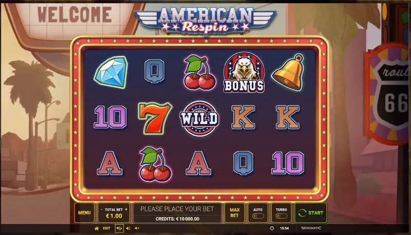 Main Screen Reels - American Respin Greentube Slots Game
