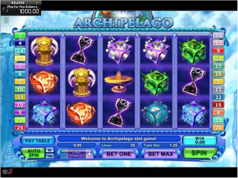 Main Screen Reels - Archipelago GamesOS Slots Game