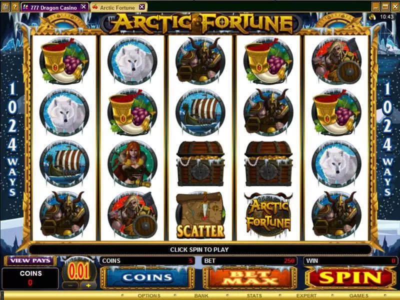 Main Screen Reels - Arctic Fortune Microgaming Slots Game