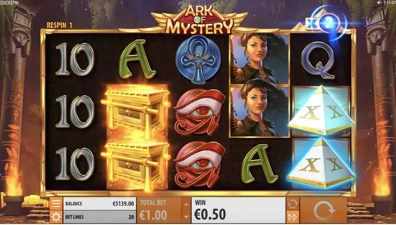 Main Screen Reels - Ark of Mystery Quickspin Slots Game