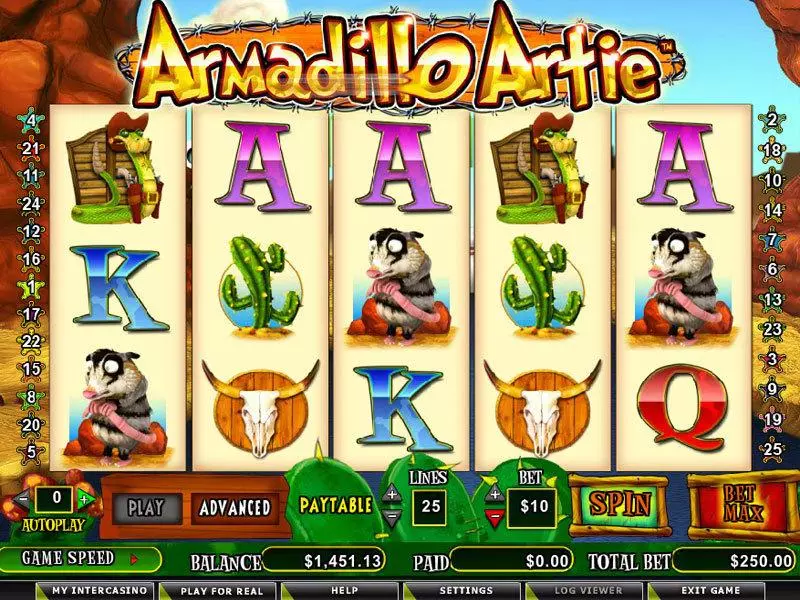 Main Screen Reels - Armadillo Artie Amaya Slots Game