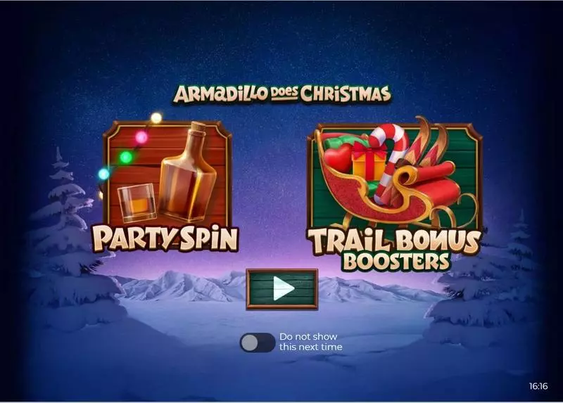 Introduction Screen - Armadillo Does Christmas 2023 Armadillo Studios Slots Game
