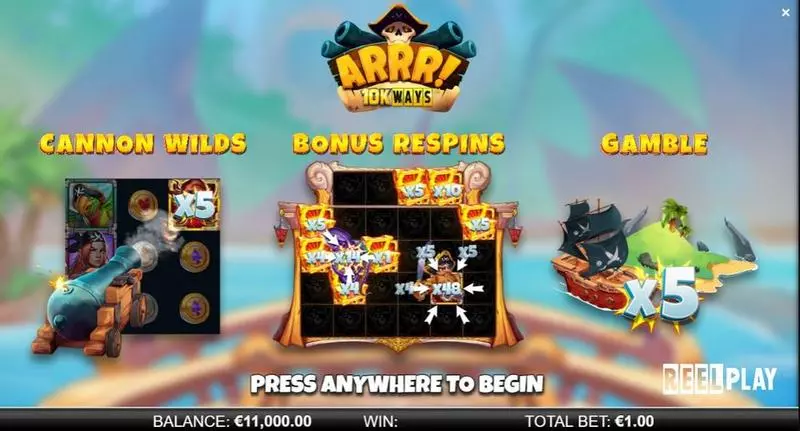 Info and Rules - ARRR! 10K Ways ReelPlay Slots Game