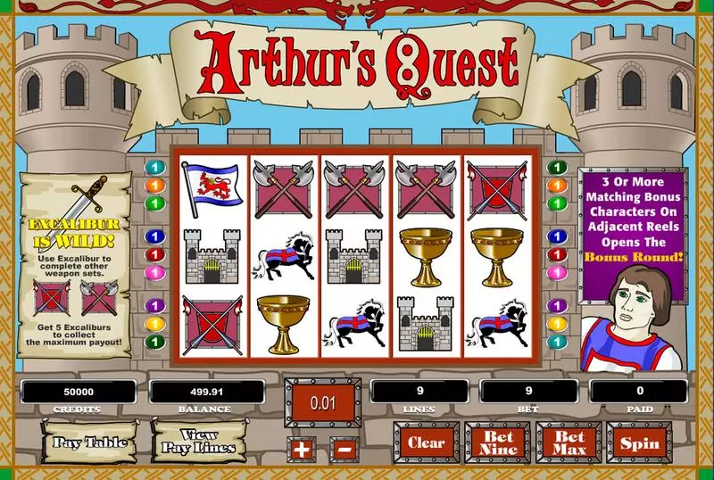 Main Screen Reels - Arthur's Quest Amaya Slots Game