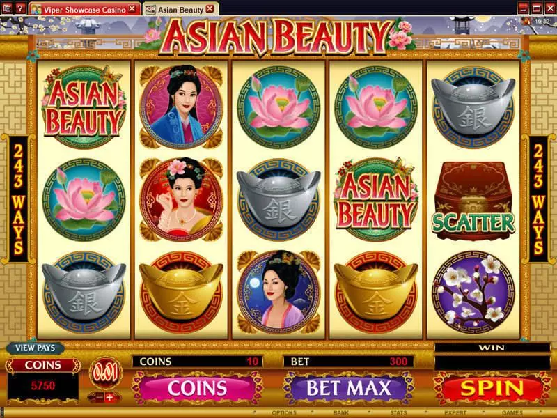 Main Screen Reels - Asian Beauty Microgaming Slots Game