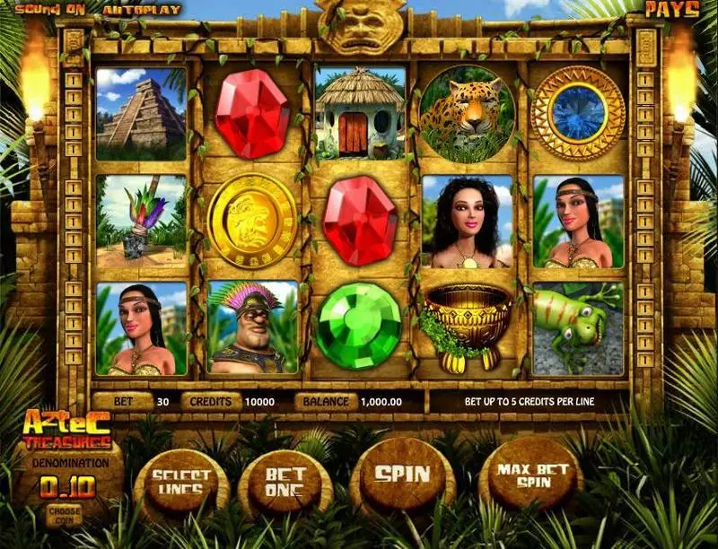 Introduction Screen - Aztec Treasures BetSoft Slots Game