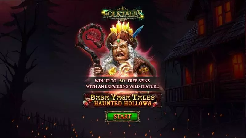 Introduction Screen - Baba Yaga Tales – Haunted Hollows Spinomenal Slots Game