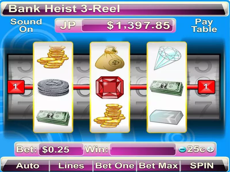 Main Screen Reels - Bank Heist 3-reel Byworth Slots Game