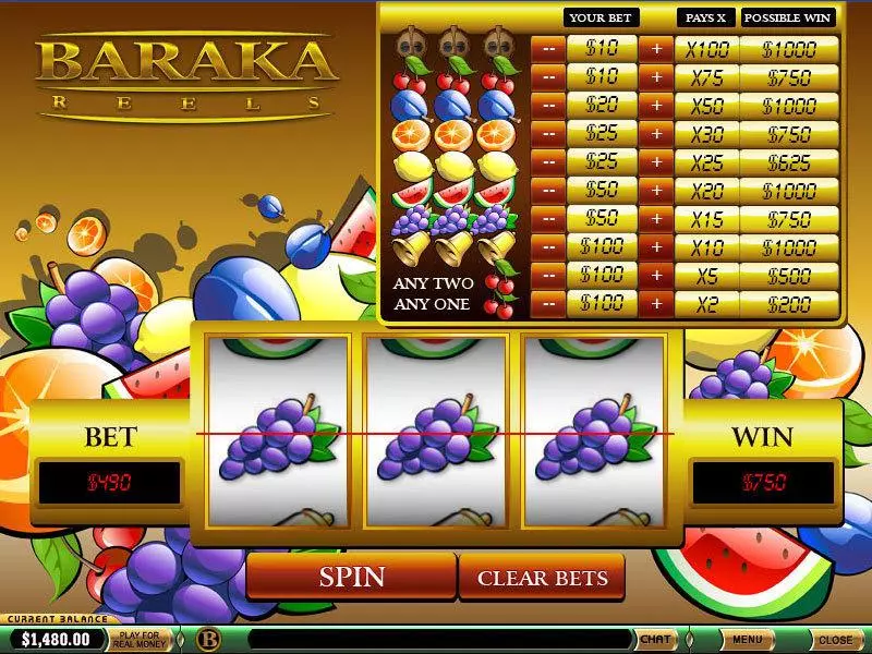 Main Screen Reels - Baraka Reels PlayTech Slots Game