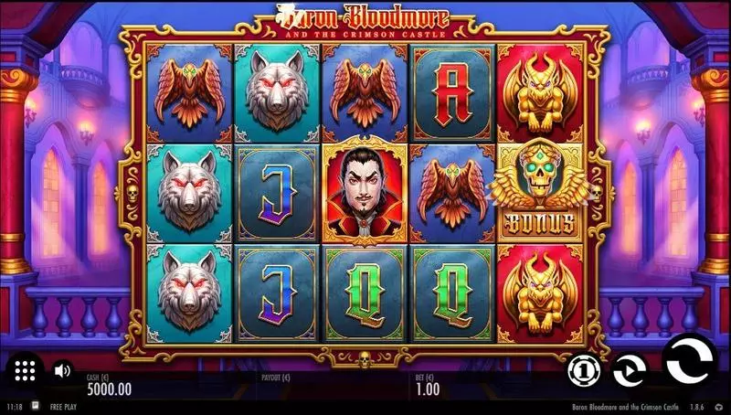 Main Screen Reels - Baron Bloodmore and the Crimson Castle Thunderkick Slots Game
