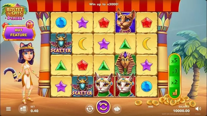 Main Screen Reels - Bastet and Cats Deluxe Mascot Gaming Slots Game