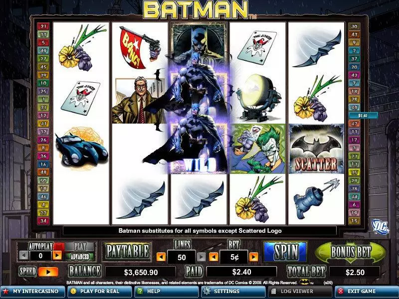 Main Screen Reels - Batman Amaya Slots Game