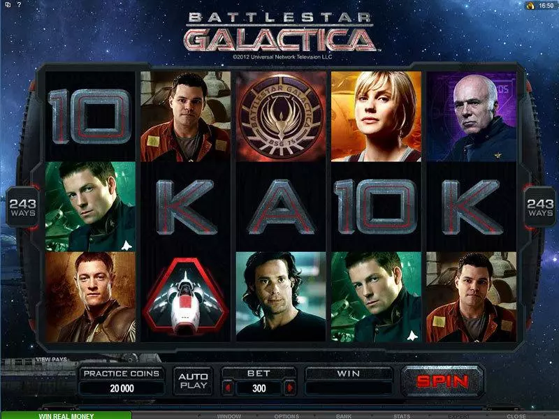 Main Screen Reels - Battlestar Galactica Microgaming Slots Game