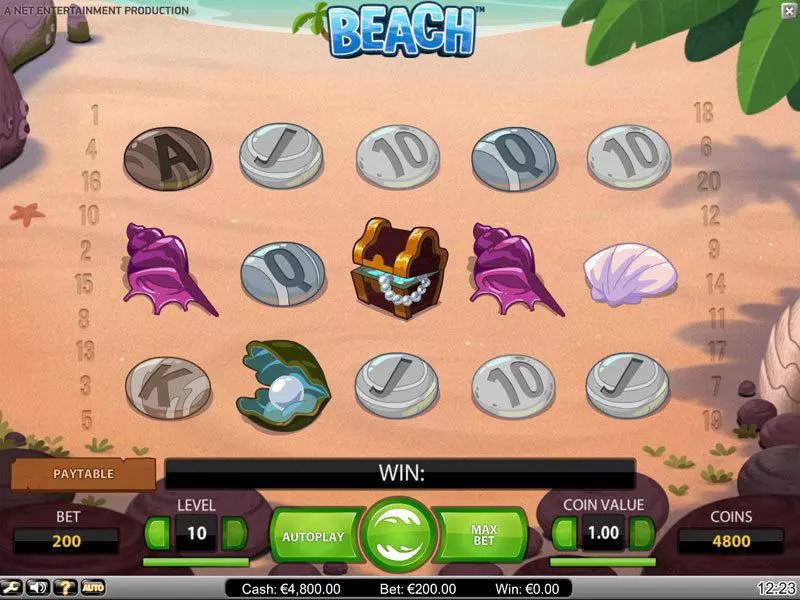Main Screen Reels - Beach NetEnt Slots Game