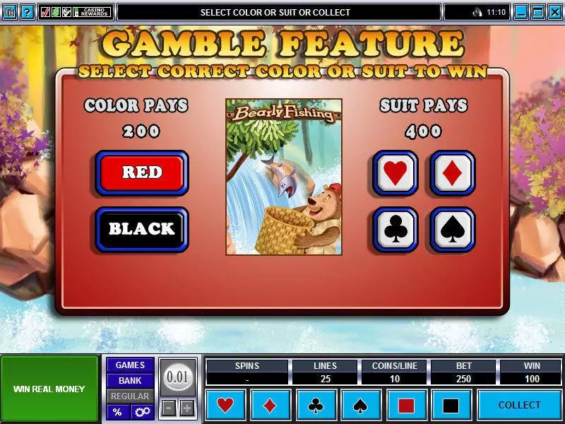 Gamble Screen - Bearly Fishing Microgaming Slots Game
