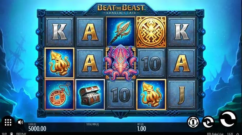 Main Screen Reels - Beat the Beast: Kraken's Lair Thunderkick Slots Game