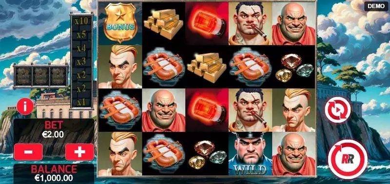 Main Screen Reels - Beating Alcatraz Red Rake Gaming Slots Game