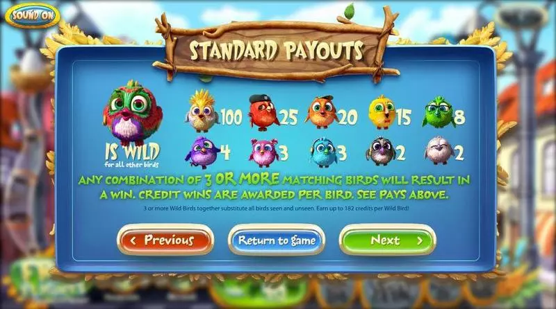 Info and Rules - Birds BetSoft Slots Game