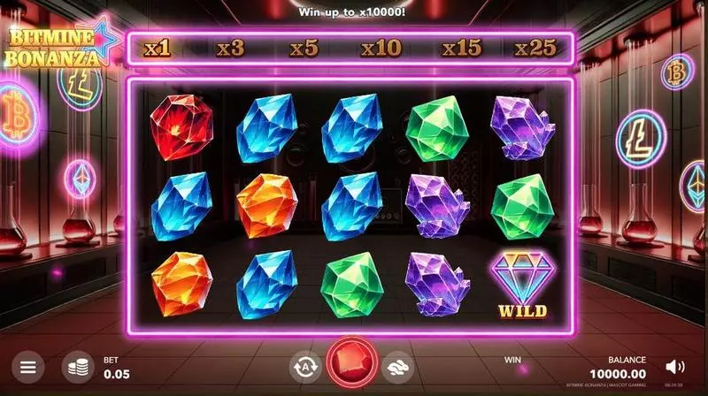 Main Screen Reels - Bitmine Bonanza Mascot Gaming Slots Game