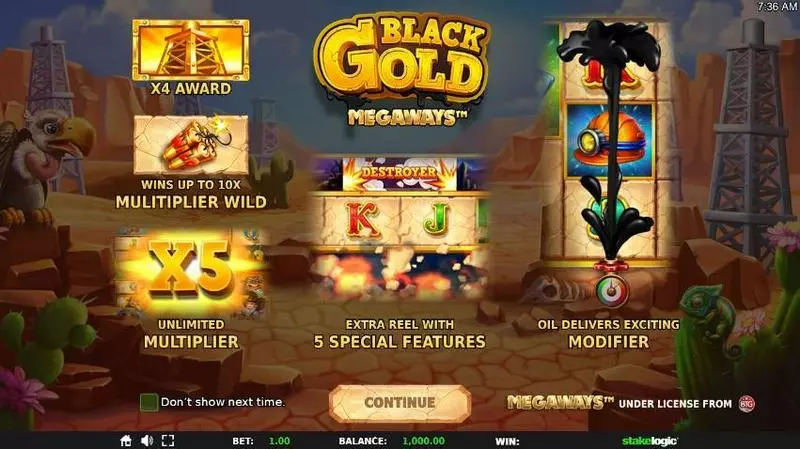 Info and Rules - Black Gold Megaways StakeLogic Slots Game
