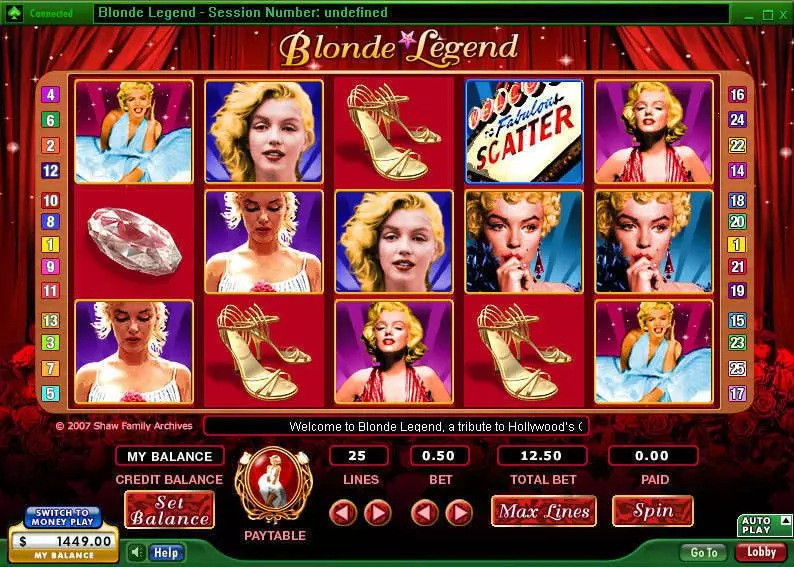 Main Screen Reels - Blonde Legend 888 Slots Game