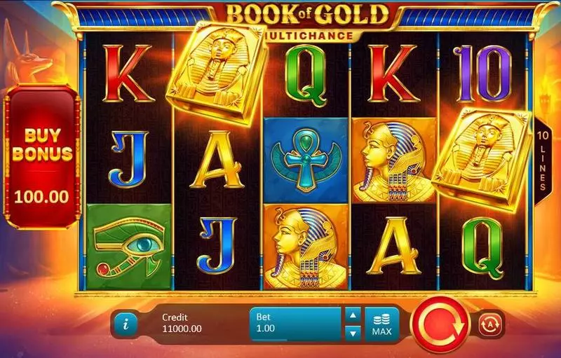 Main Screen Reels - Book of Gold: Multichance Playson Slots Game