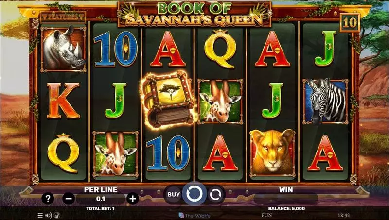 Main Screen Reels - Book Of Savannah’s Queen Spinomenal Slots Game