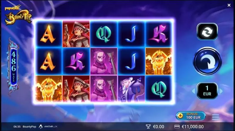 Main Screen Reels - BountyPop AvatarUX Slots Game