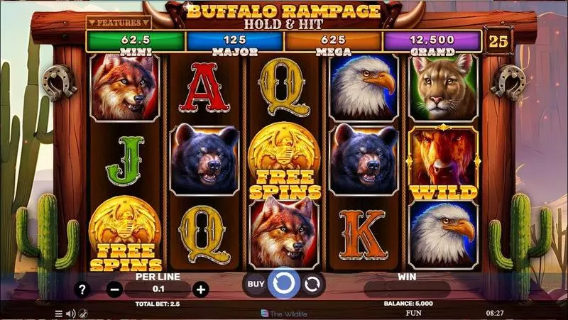 Main Screen Reels - Buffalo Rampage – Hold and Hit Spinomenal Slots Game