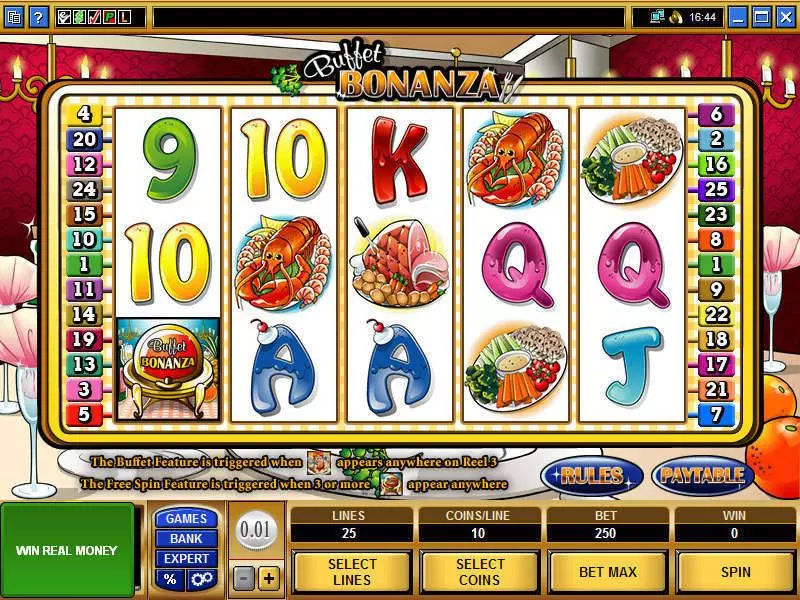 Main Screen Reels - Buffet Bonanza Microgaming Slots Game