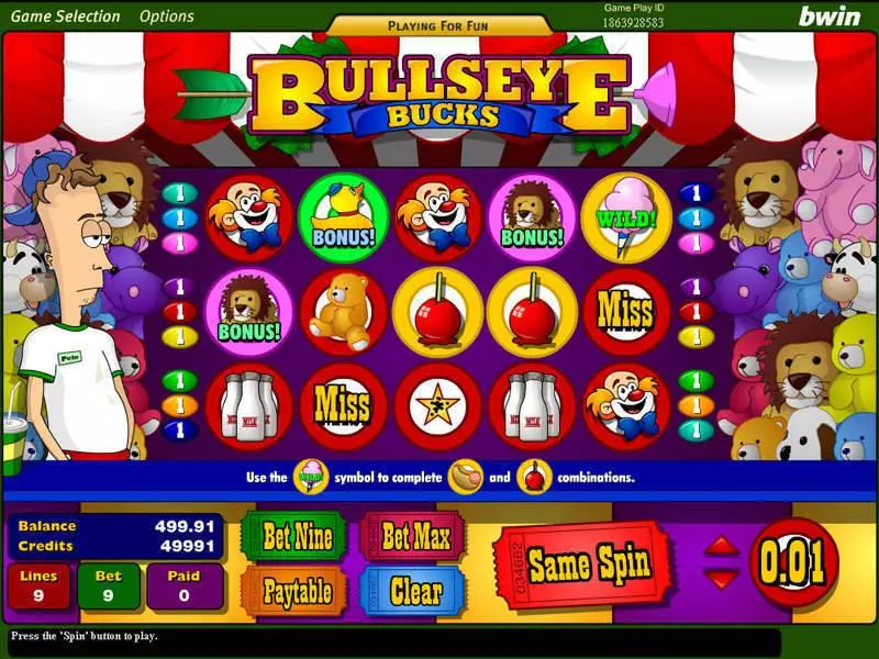 Main Screen Reels - Bulls Eye Bucks Amaya Slots Game