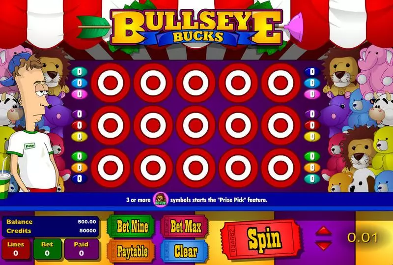 Main Screen Reels - Bullseye Bucks Amaya Slots Game