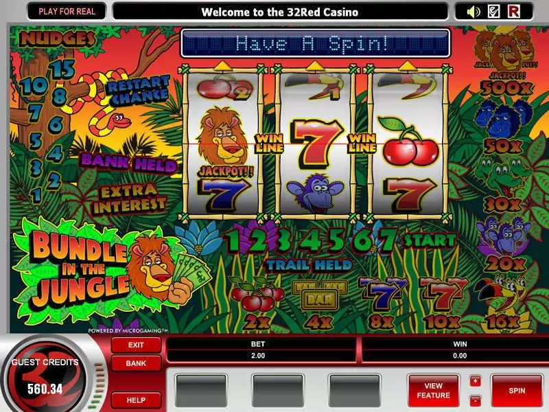 Main Screen Reels - Bundle in the Jungle Microgaming Slots Game