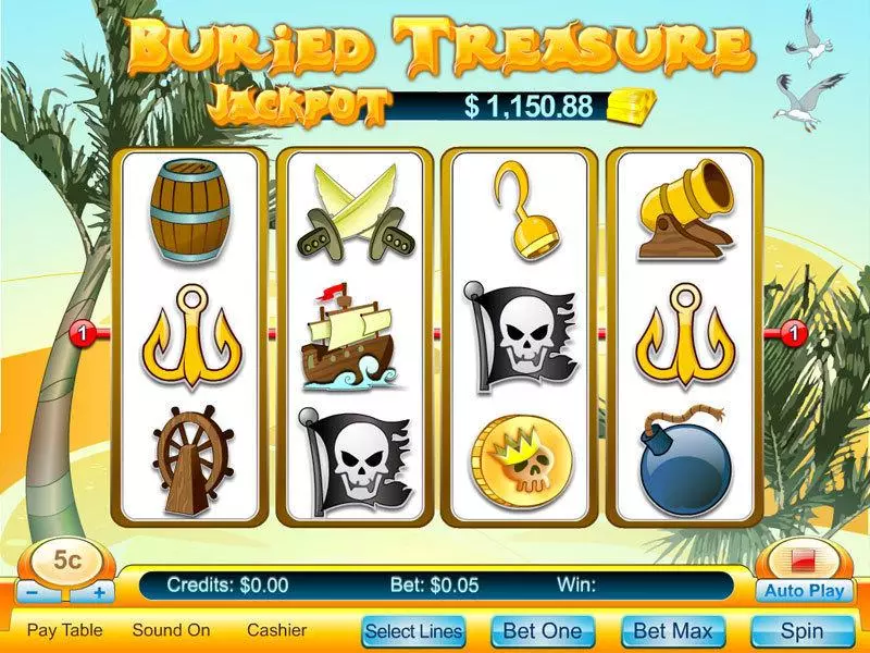 Main Screen Reels - Buried Treasure Byworth Slots Game