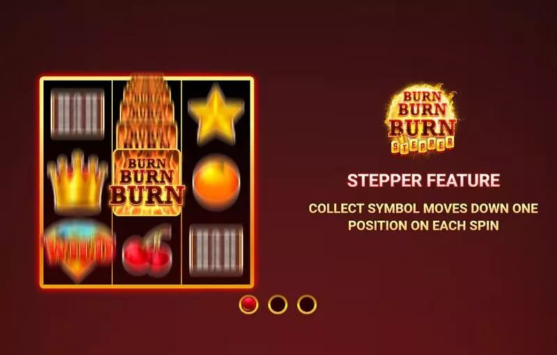Introduction Screen - Burn Burn Burn Stepper Wizard Games Slots Game